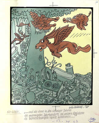 Раувольф Луис (Louis Rauwolf). Сатирический рисунок «Bio-logic» 